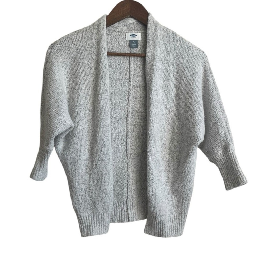 Old Navy Womens Cozy Minimalist Cardigan M-L Gray Dolman Open Front Sweater